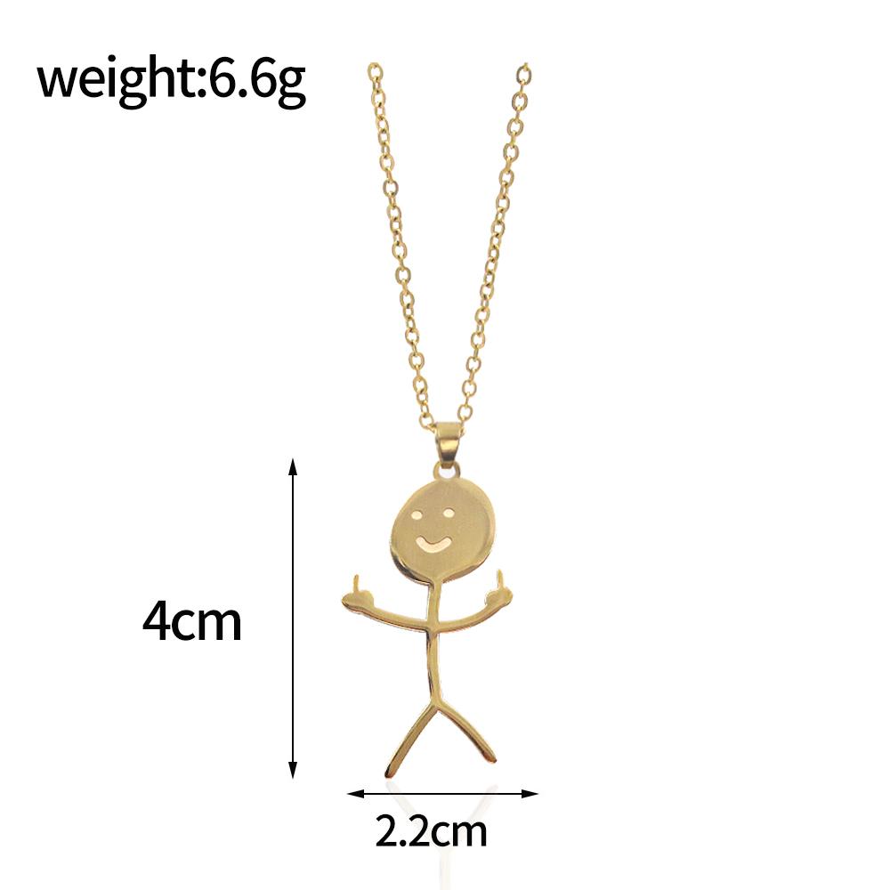 Funny Middle Finger Doodle Necklace Smiley Matchstick Hand Gesture Pendant Choker For Men Women Hiphop Fashion Jewelry Gift