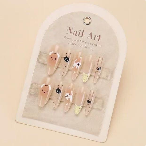 Little Bear French Cat Eye Removable Nail Stickers - New Style Manicure Whitening Nail Tips