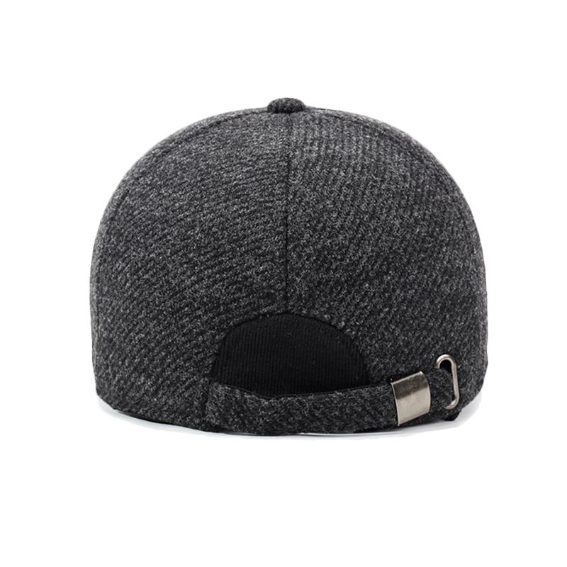 Vinter Herre Lue Ull Tykk Varm Bomullslue Middelaldrende Utendørs Vindtett Ørebeskyttelse Baseballcaps