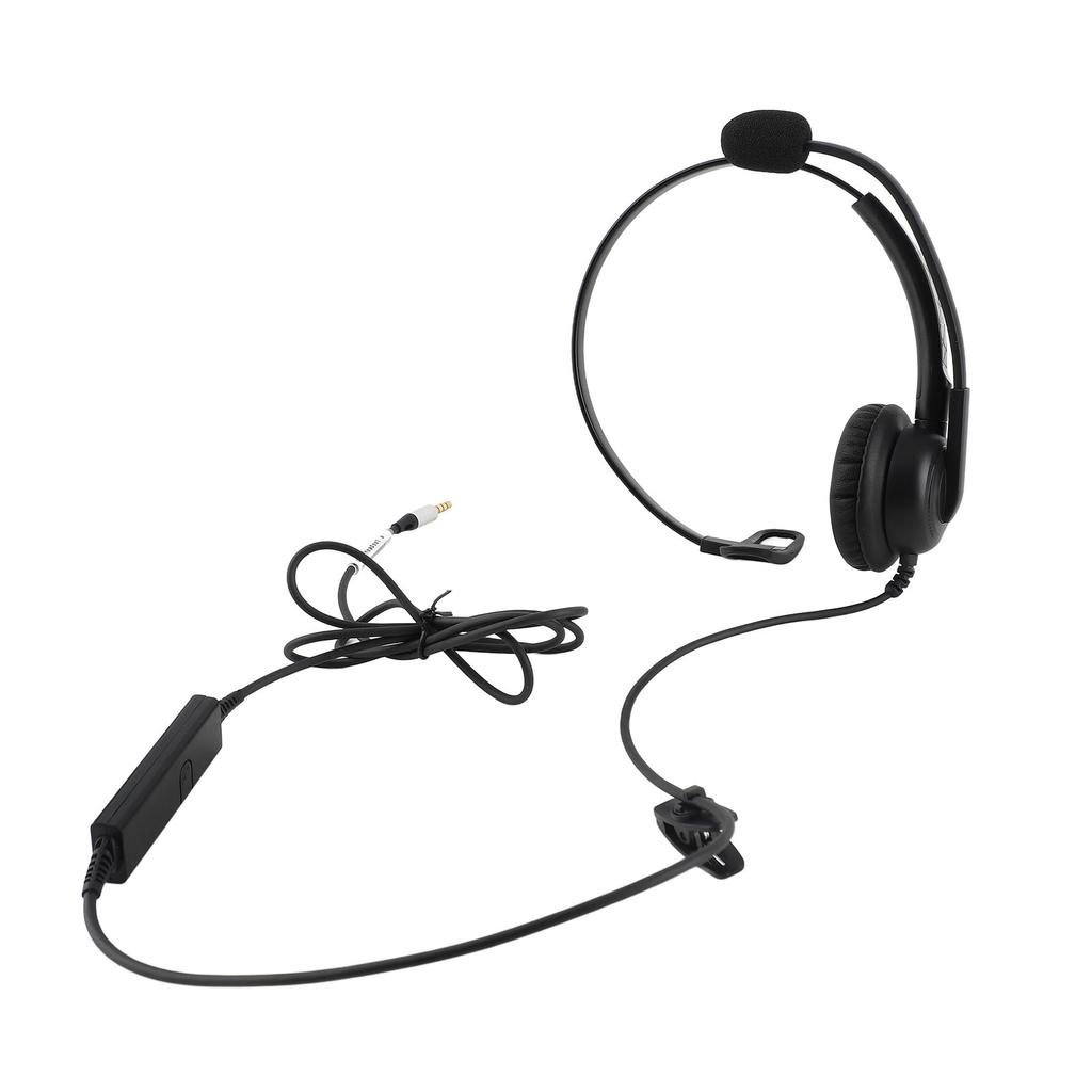Single Ear Headset Comfortable Lightweight Noise Canceling Wired Computer Headset with Mic for Call Center