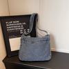 Multi-Pocket Denim Bag Large Capacity Retro Commuter Shoulder Bag