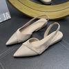 Fashion Sexy Ladies Pointed Toe Sandals Low Heel Slingback Summer Shoes Woman Patent Leather Patchwork Sandalias Mujer Big Size 43