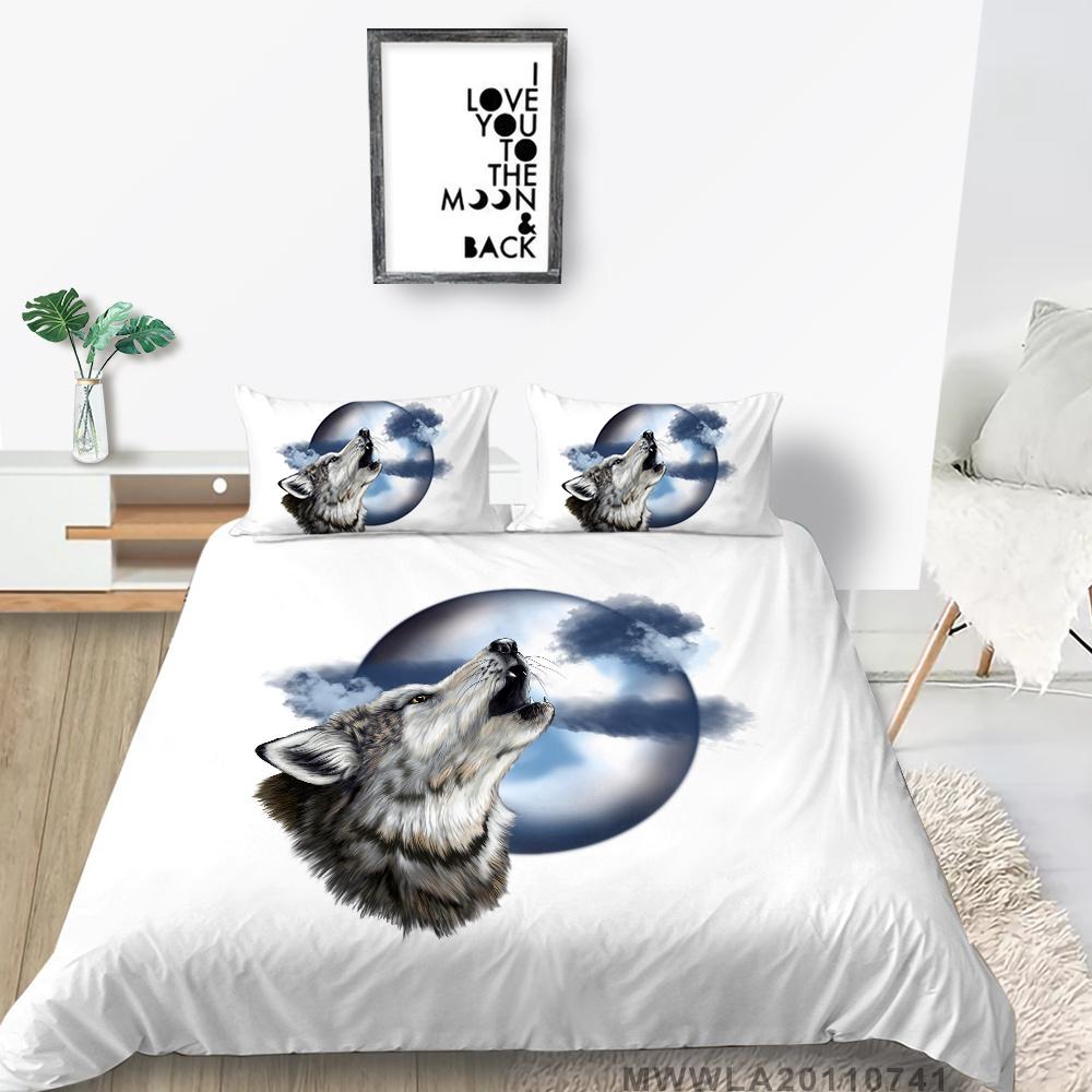 2023 New Style 3D Luxury Style 2/3PCS Bedding Suit Bed Comfortable Duvet Cover Set Wolf Printed Home Textiles Polyester Boy Gift