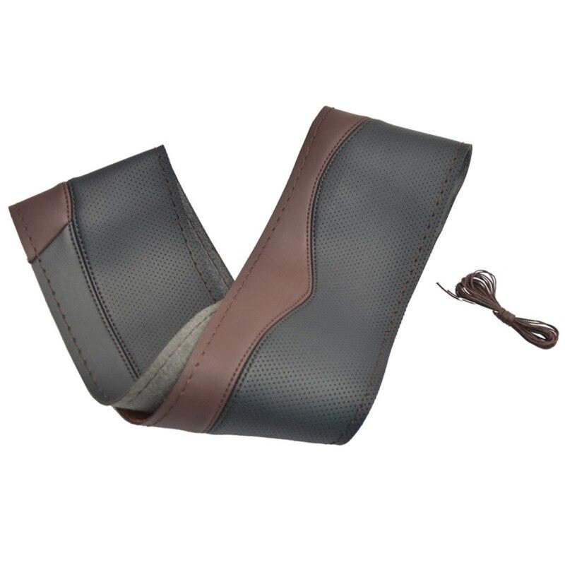 38 cm Uniwersalna, ręcznie szyta osłona kierownicy Super Fibre Skórzana osłona klamki Akcesoria do wnętrz samochodów