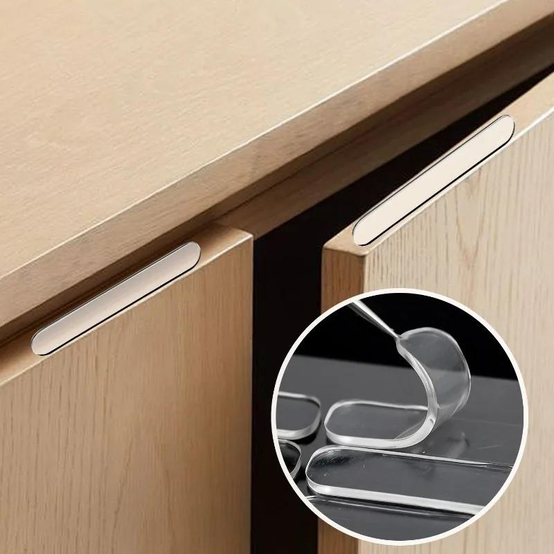 4/200PCS Clear Silicone Furniture Bumpers Strips Cupboard Door Stops Anti-collision Cabinet Fridge Adhesive Mute Buffer Pads