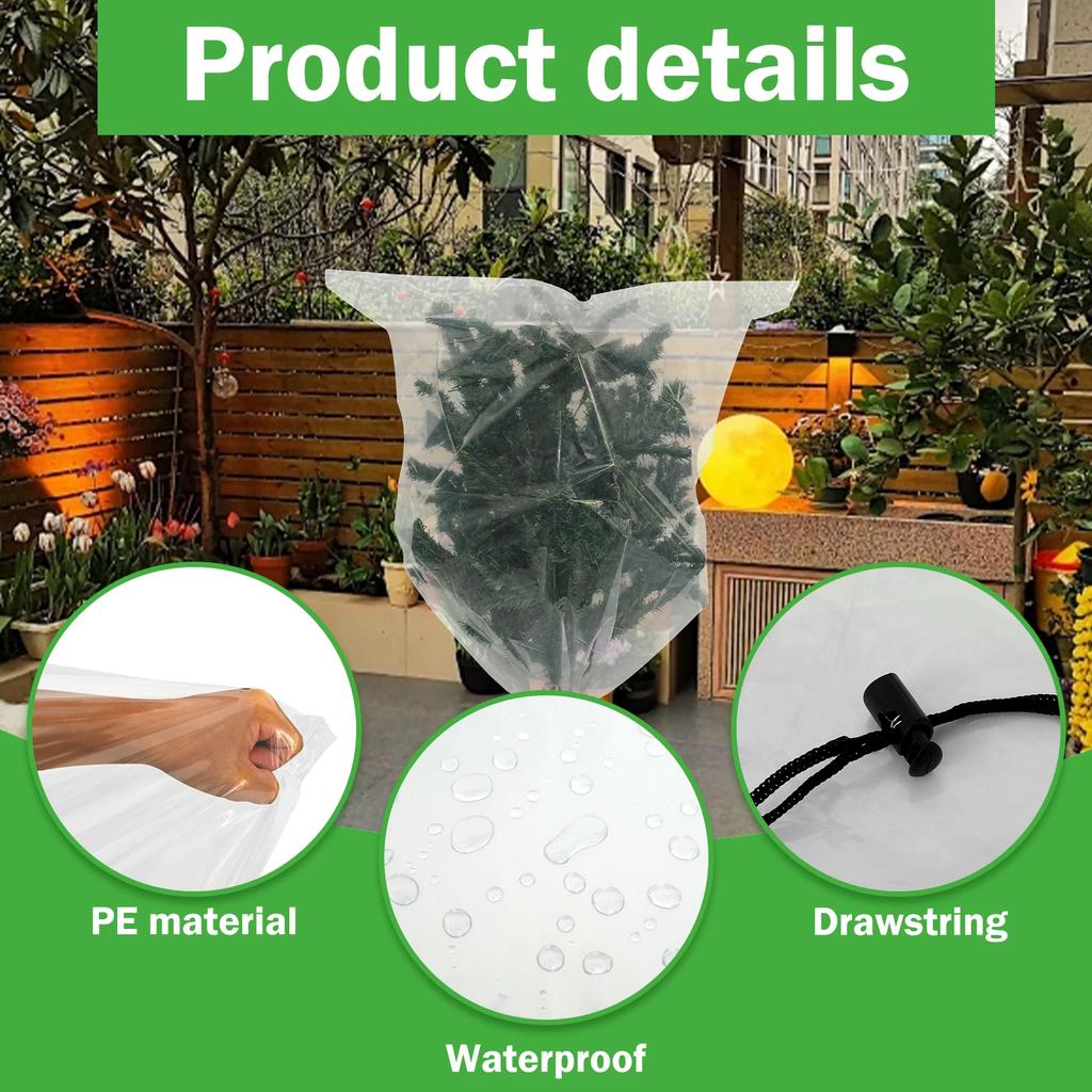 4/5Pcs Plants Bag Cover Freeze Protection Against Frost Covers with Drawstring Reusable Tree Frost Blanket Garden Plant Tools