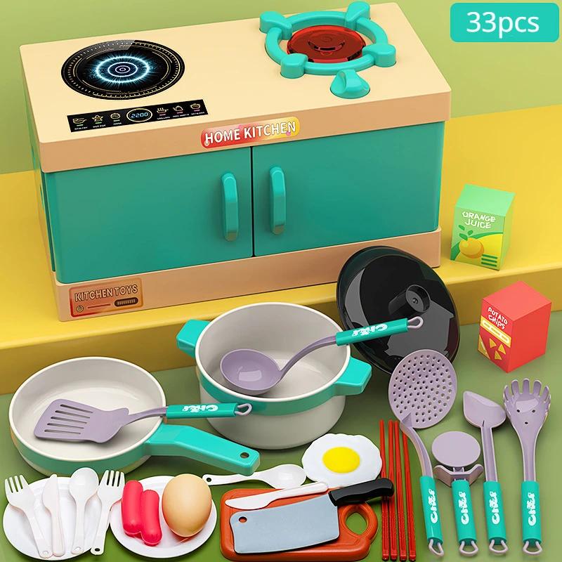 Play Kitchen Accessories Kids Kitchen Playset with Kids Pots Pans Playset Food Fruit Veggies, Kitchen Toys, Cooking Utensils Toy
