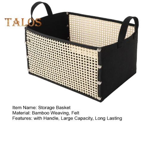 Hand-woven Bamboo Storage Basket Large Capacity Organizer Multipurpose Foldable Design Laundry Basket with Handle