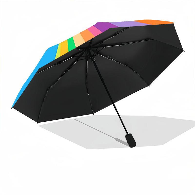 1pc Color Wheel Rainbow Colors Automatic Folding Umbrella - Design, Durable Iron Frame for Travel, Outdoor, Beach Fashion Accessory A0920003