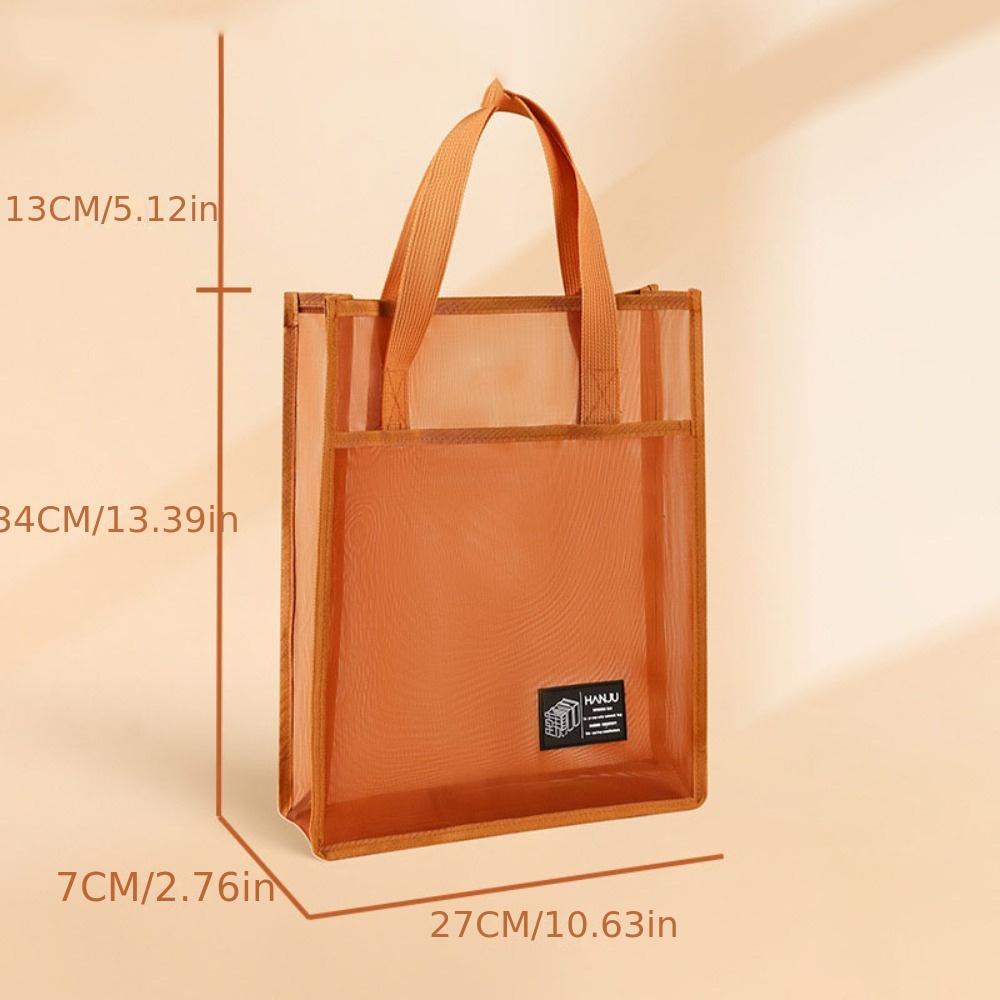 [Meshe Handbag School Shoulder Bag] Solid Color Mesh Handbags Casual Reusable Lightweight Student Book Shoulder Bag School Supplies Large Capacity