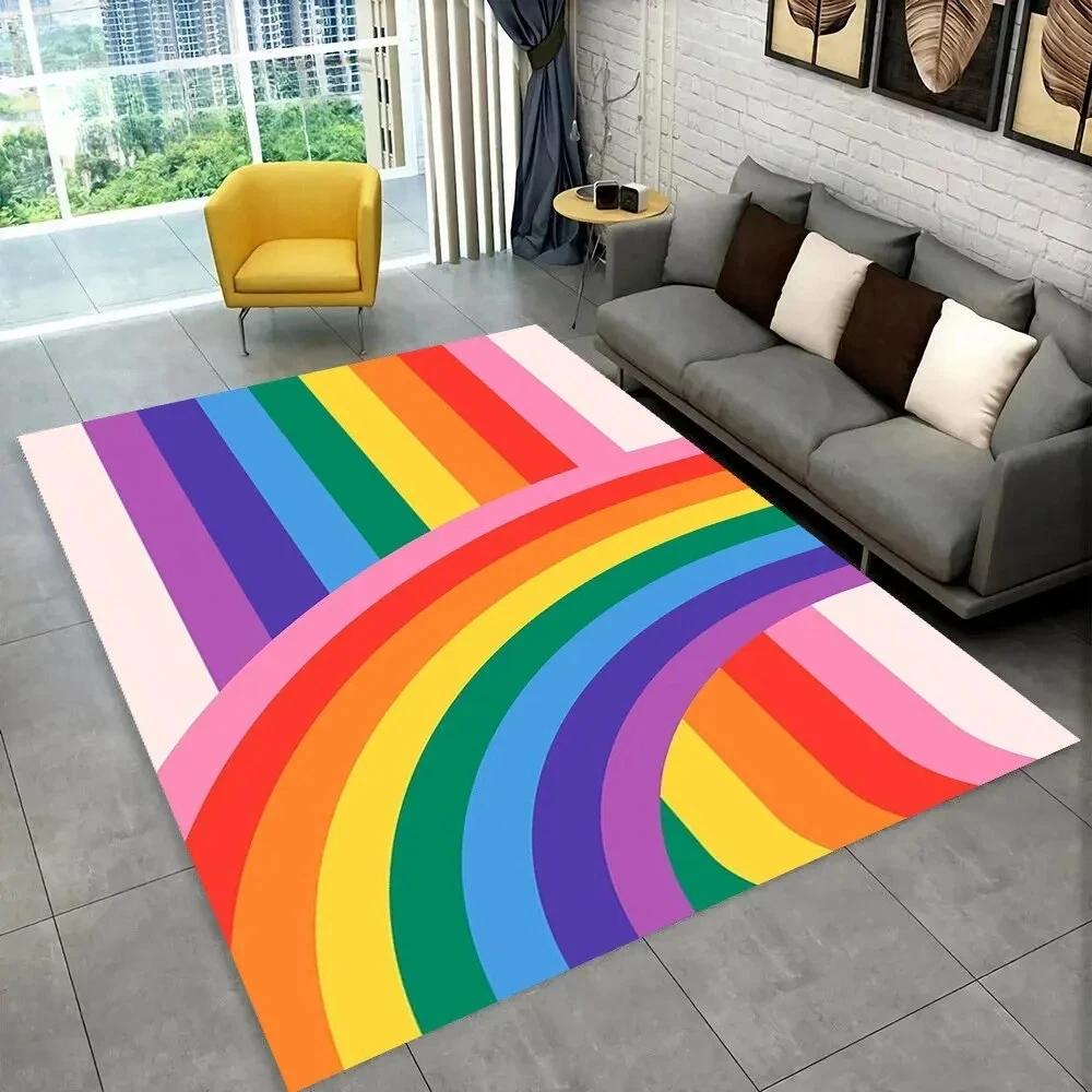 Illusion Abstract Rainbow Area Rug,Carpet Rug for Home Living Room Bedroom Sofa Doormat Decor,kids Non-slip Floor Mat 3D