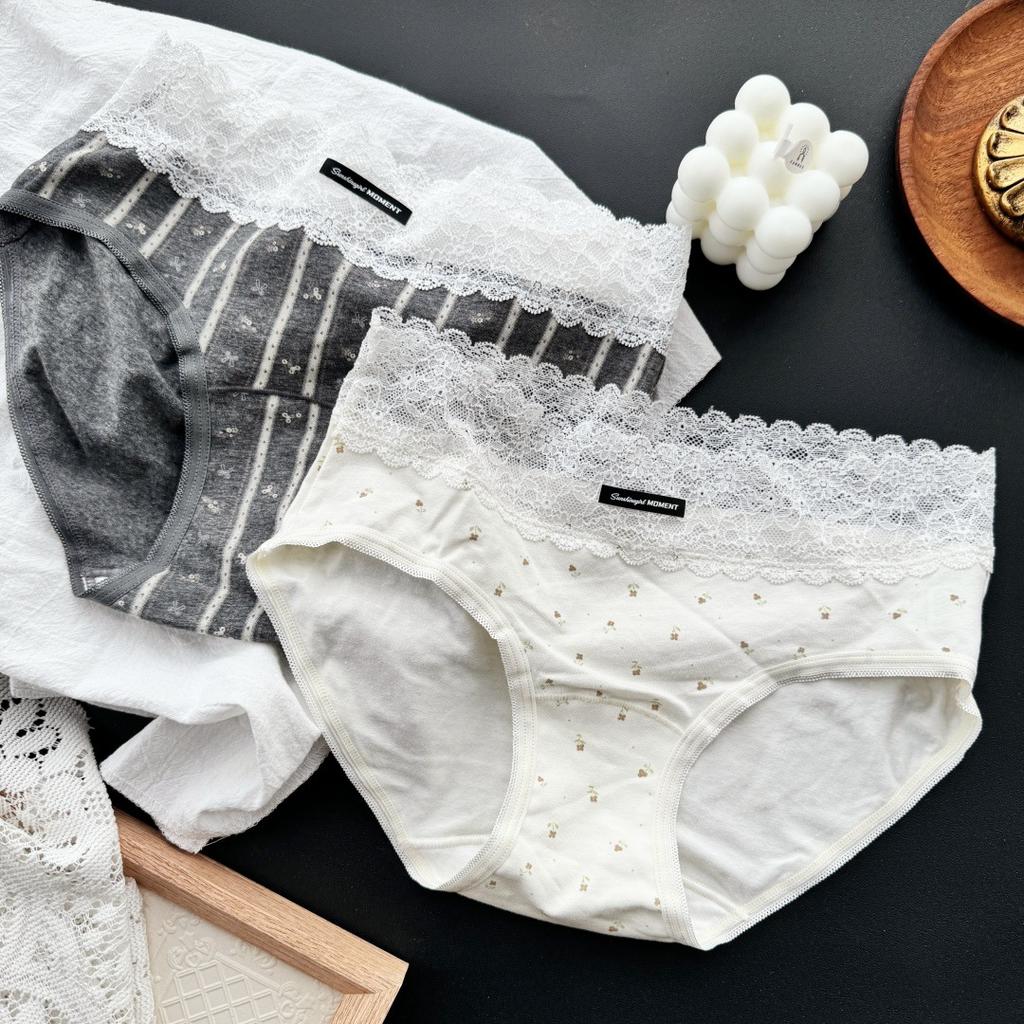 Ladies Spring and Autumn Casual Lovely Cotton Lace Edge Underwear