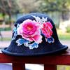 Vår og sommer etnisk vind broderi blomst sammenleggbar hatt dame strikkelue sandbøttehatt
