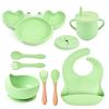 Silicone Crab Plate & Baby Bib with Infant Bowl and Utensil Set - Drop-Proof Snack Cup Included