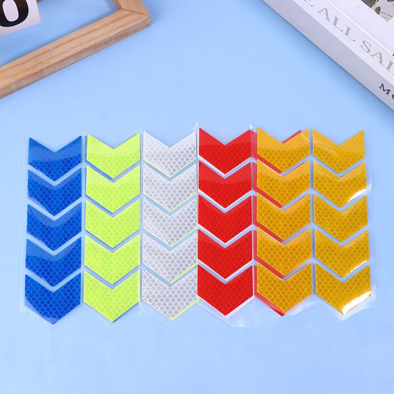 10 Piezas/Set Cinta Reflectante de Señal de Flecha Adhesivo de Seguridad de Advertencia Para Parachoques de Coche Maletero Reflector Cinta de Peligro Accesorios para Motocicleta