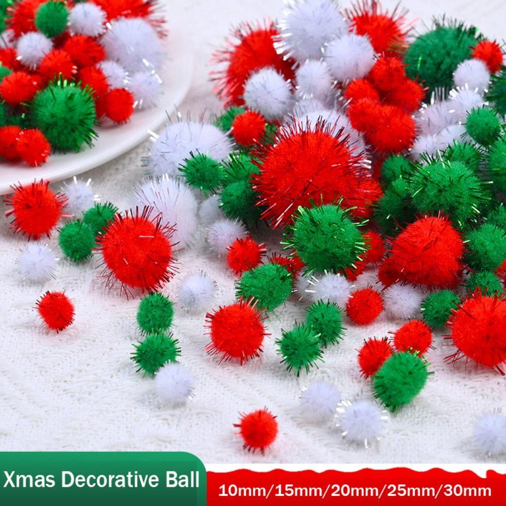 10-30mm Roter Grüner Flauschball Hellfarbig DIY Handgemacht Weihnachtsbaum Dekorative Kugel Haarschmuck Weihnachtsfeier Dekorationen
