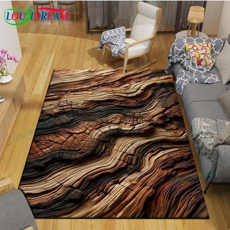 Classical Wood Grain Decor Carpet for Outdoor Balcony Garden Coffee Table Bedroom Area Rugs Kitchen Un-slip Floor Mat Alfombra