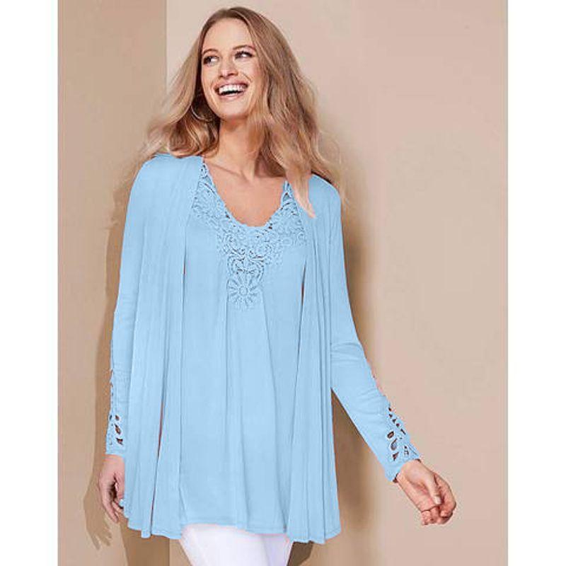 

Early Autumn Minimalist Casual Fat mm Two-Piece Suit with a Shawl Sky Blue 20