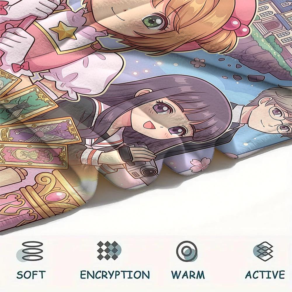Cardcaptor Sakura Design Druck Flanelldecke, Hohe Qualität, Bequem für Alle Jahreszeiten, Heimdekoration, Wärme und Komfort