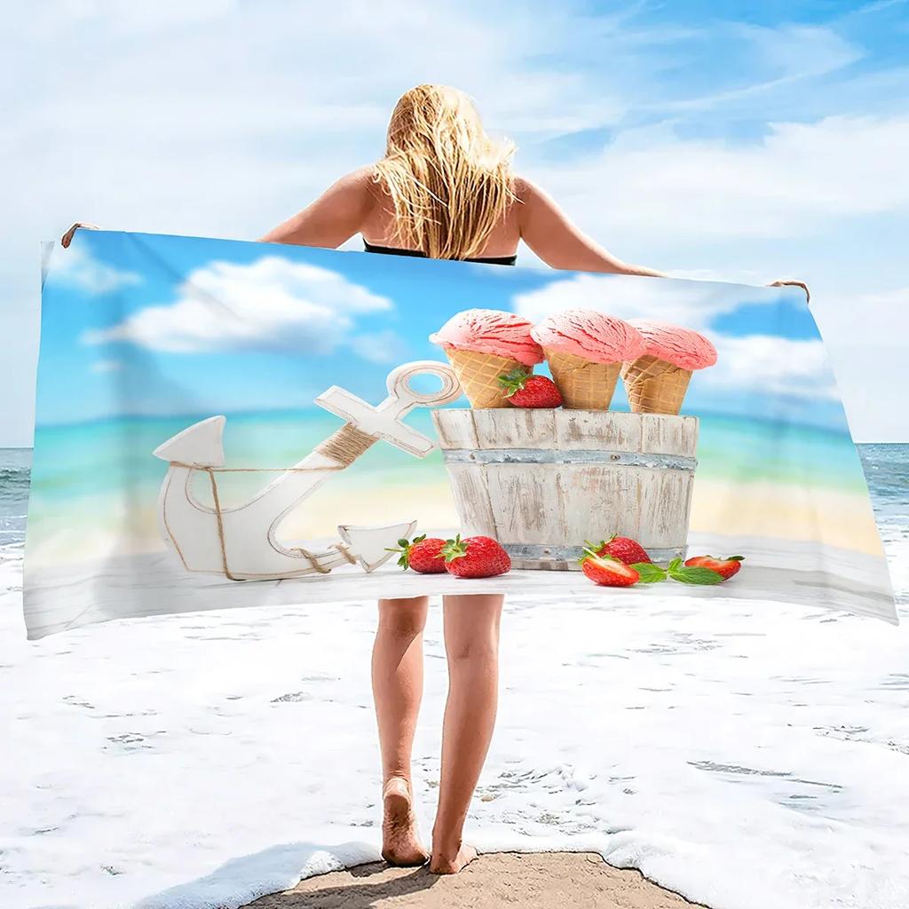 Asciugamano da Spiaggia Stella Marina Mare Oceano Onda Estate Asciugamano da Bagno Assorbente Multiuso per Mani, Viso, Palestra, Sport Decorazione per la Casa