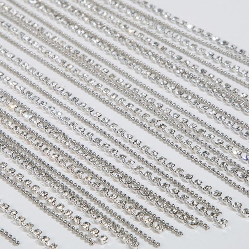Sparkling Rhinestones Tassels Headband Crystal Headwear with Flowing Fringes Headwear for Parties and Performances