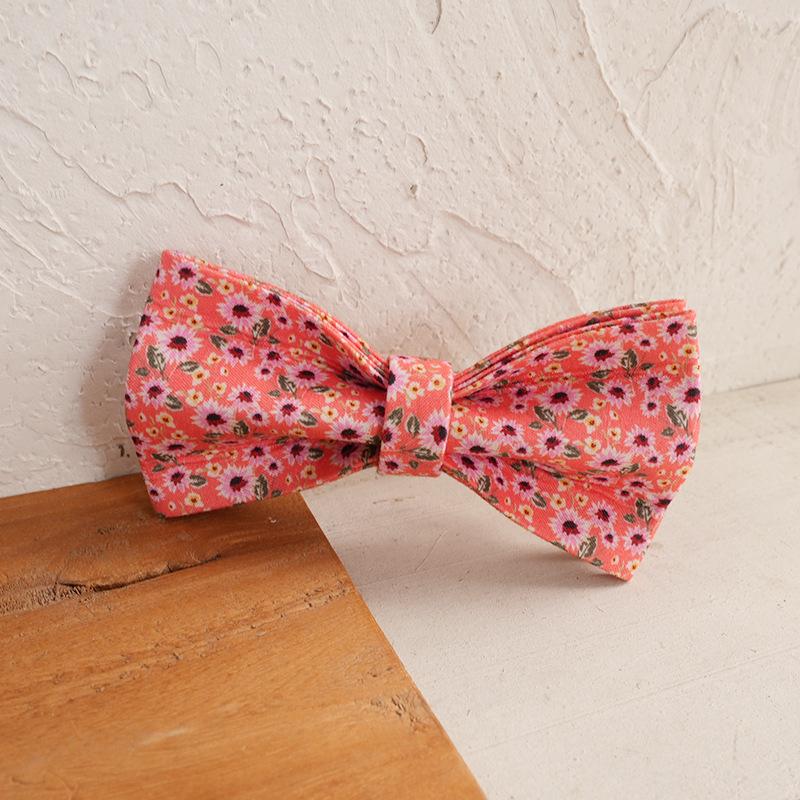 MUTTCO Blue Orange Flower Pet Collar with Bow Tie for Teddy - UBT-180 Extra Small (10x6CM)