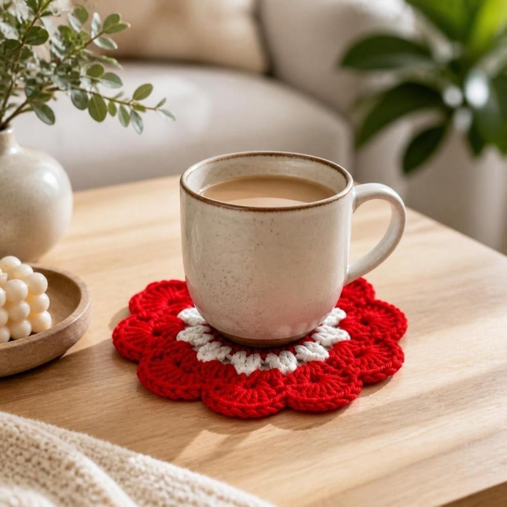 Heat Resistant Trivet Mats Knitted Mug Mat Ins Style Crochet Flower Coasters  Coffee Cup Use