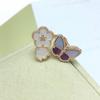 Anello Farfalla Viola Anello Portafortuna - Anello Aperto Trendy Versatile - Anello Quadrifoglio
