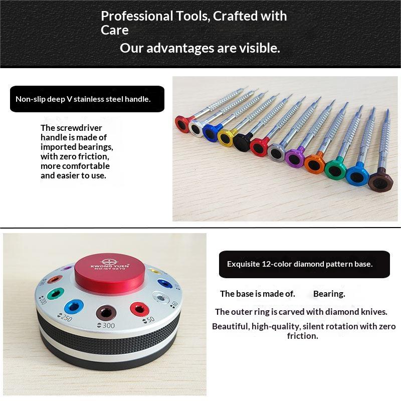 KWONG YUEN Watch Repair Screwdriver Flathead with Arc-shaped Non-marking & Anti-slip Ball Bearing Design