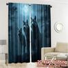 Set Of 2 Contemporary Flat Printing Curtains Without Rod Moonlit Wolves Modern Versatile Polyester Curtain