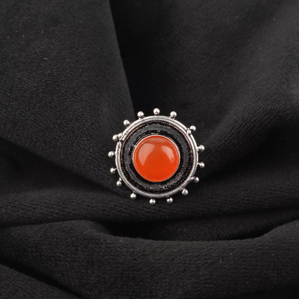 Karneol Edelstenssmykker, 925 Solid Sterling Sølvring, Håndlaget Blålysende Sølvring Smykker Til Thanksgiving-gave