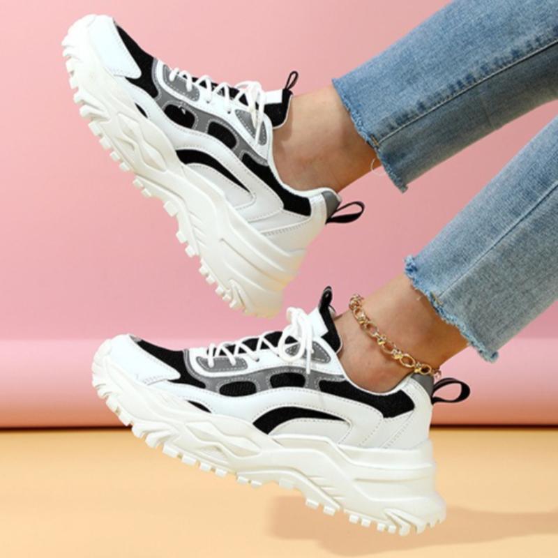 Unisex Platform Sneakers Breathable Mesh Chunky Shoes Non-slip Height Increasing Sports Shoes for Outdoor Running Jogging Traveling