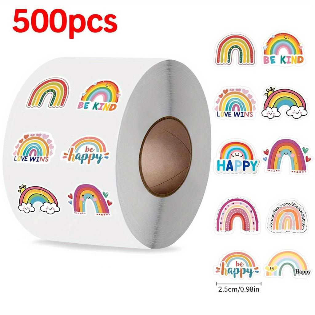 500pcs Colorful Rainbow Decal Stickers Water Bottles Laptops Phone Skateboards Aesthetic Stickers for Gifts Packaging Stickers