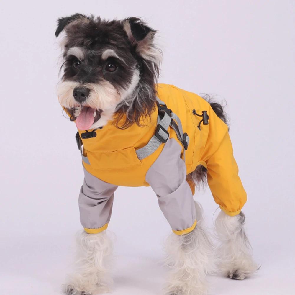 Impermeable Dog Hooded Raincoat for Small medium Dogs Detachable Pet Rain Coat Doberman Corgi mascotas Overalls ubranie dla psa