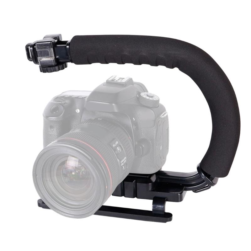 Portable U-Grip Holder with Cold Shoe Mount and Anti-Skid Design Camera Holder for Steadier Shots and Smooth Movements