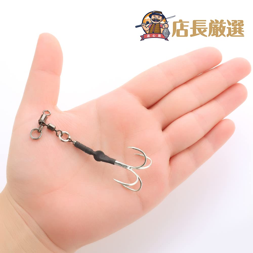 Yushinkan Fishing Tackle Hairtail Jig Assist Set of 3 Hairtail Jig Assist Original Hairtail Hairtail Jigging Hooks Set of Hooks, (2 Sizes) - 4-Hook