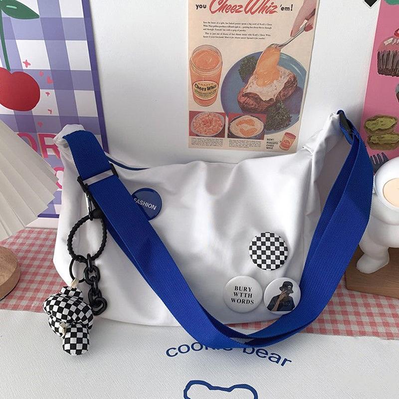 Японская модная сумка через плечо Модная женская универсальная повседневная сумка через плечо Большая вместимость Женская повседневная сумка white