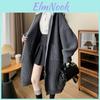 Autumn Loose Highend Long Women Coat Female Color Blocking Fake Twopiece Hooded Knitted Cardigan