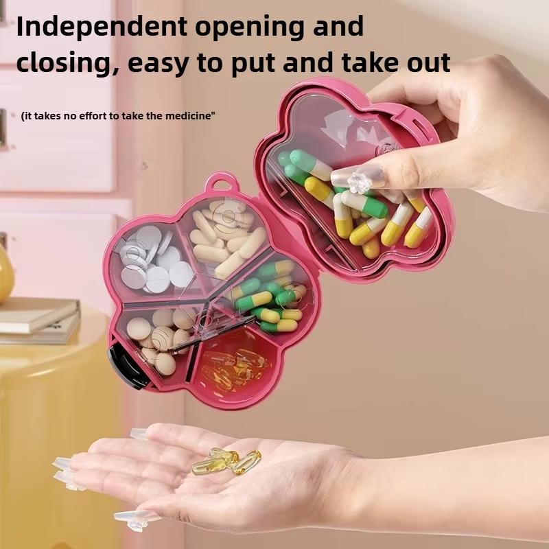 UNTIOR Pill Box Mini Multi-Function Travel Medicine Organizer with Compartment Dopamine Wind Medicine Tablets Flower Storage Box