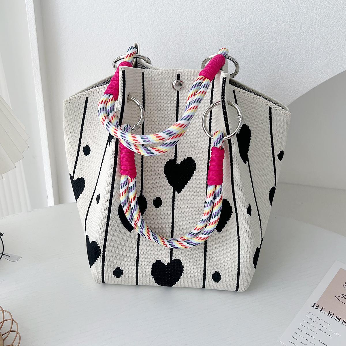 

Дизайнерская вязаная сумка-тоут Ins, женская дорожная фото-сумка, сумка-ведро