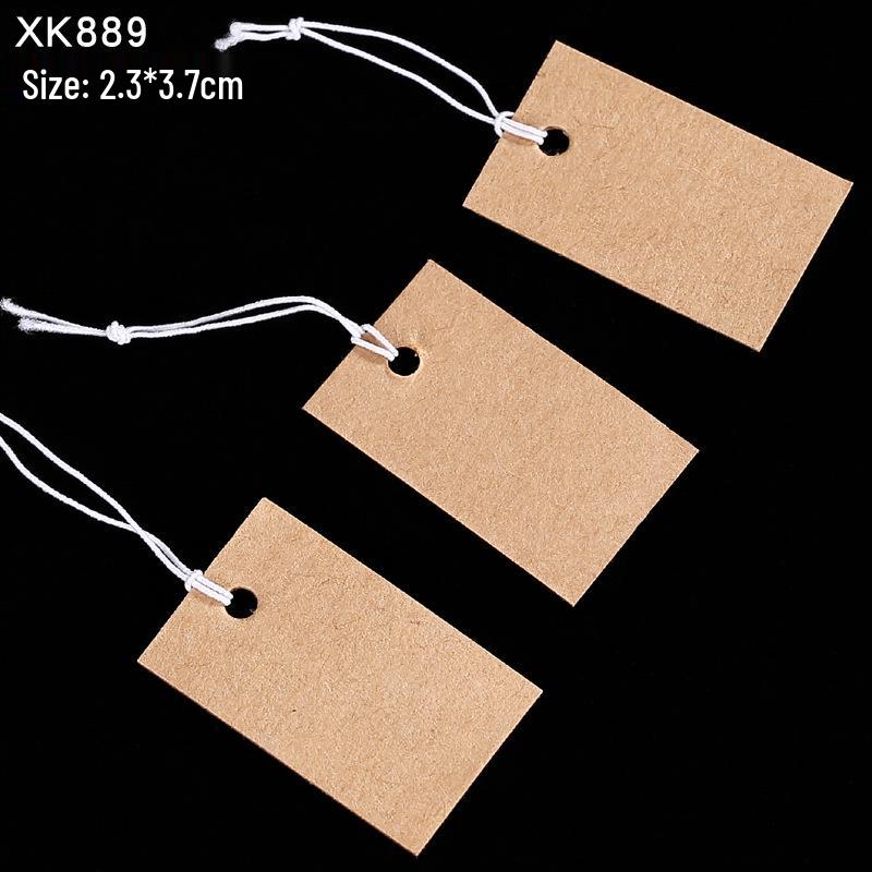 Kraft Hanging Price Tags with Elastic Cord - 100 Pieces for DIY Jewelry Ornaments