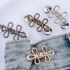 2Pcs Adjustable Metal Jeans Buttons - Tighteners For Loose Denim, Instant No-Sew For Denim Trousers Clover Waist Button Fastener