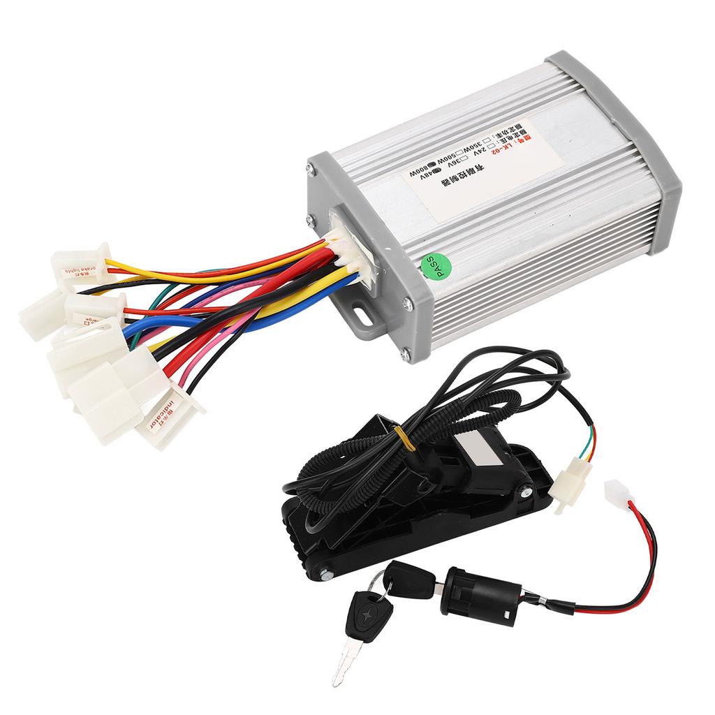 48V 800W Hastighetsmotorstyreenhet og Gasspedal med Låsenøkler for Elektrisk Sykkel Scooter