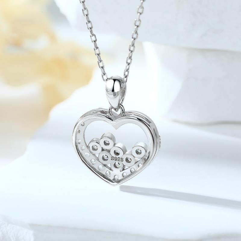 S925 silver heart necklace versatile niche design European and American style love neck chain sterling silver collarbone chain