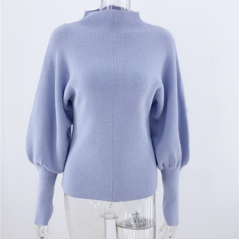 

IHUASU женский осенне-зимний однотонный вязаный свитер темпераментный пригородный свободный свитер с круглым вырезом большого размера XL средний синий