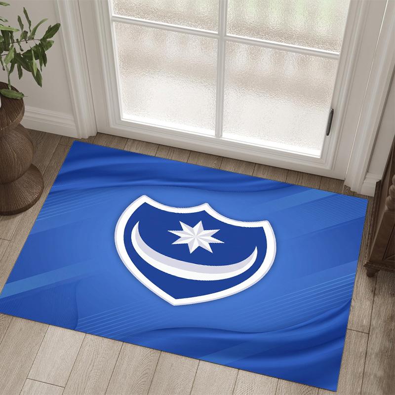 Portsmouth FC Design Crystal Velvet Carpet Cozy Non?Slip Printed Rug For Bedroom Living Room Entrance