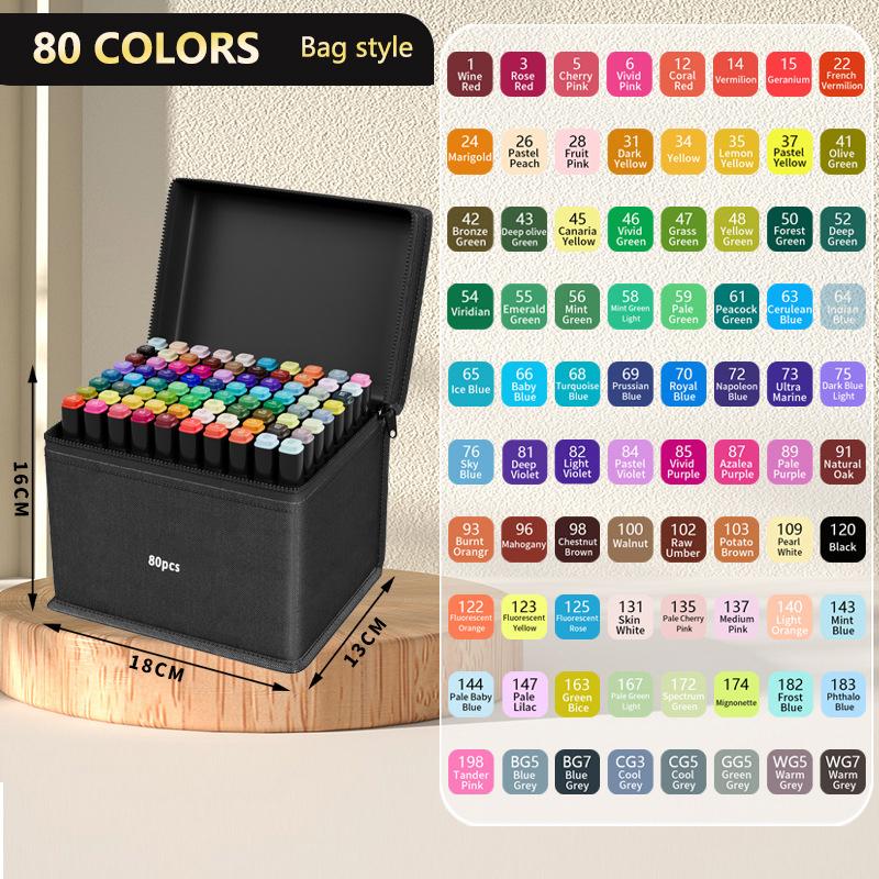 

12/24/30/36/40/48/60/80/100/120/168Pcs Art Marker Set Brush Pens For Students Dual Tip Oil-Based Markers For Art Students