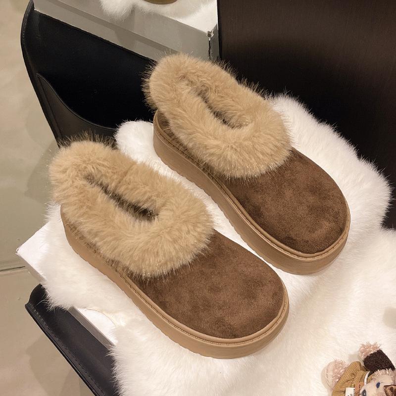 

Women s thick-soled winter fur as one lightweight warm anti-cold padded snow boots non-slip wear casual sneakers cotton boots 40 темно-коричневого