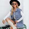 Spring and Summer Women's Casual Loose Vintage Denim Vest Hooded Jacket