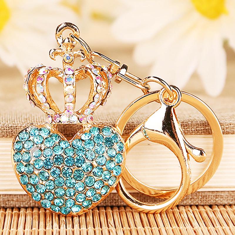 Ключница-брелок  Коронованное Персиковое Сердце  со Стразами - Подвеска на Сумку в Форме Сердца, Идеальный Подарок для Пары.